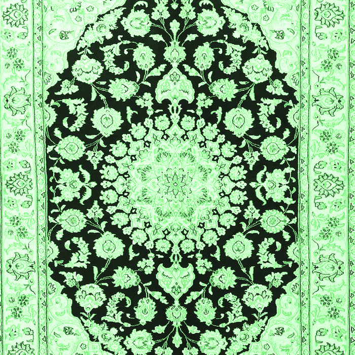 Machine Washable Medallion Emerald Green Traditional Area Rugs, wshtr1588emgrn