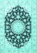 Machine Washable Medallion Turquoise Traditional Area Rugs, wshtr1588turq