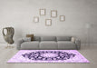 Machine Washable Medallion Purple Traditional Area Rugs in a Living Room, wshtr1588pur