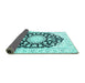 Sideview of Medallion Turquoise Traditional Rug, tr1588turq