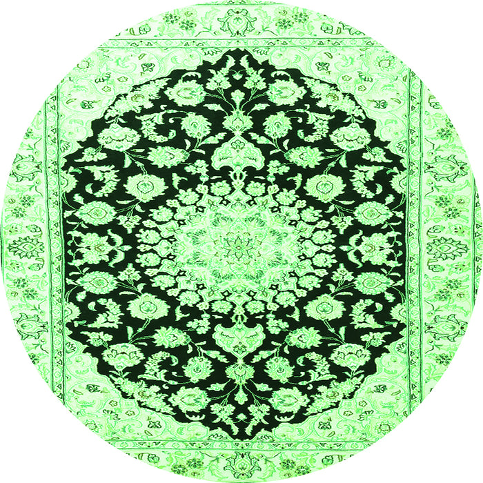 Machine Washable Medallion Green Traditional Area Rugs, wshtr1588grn