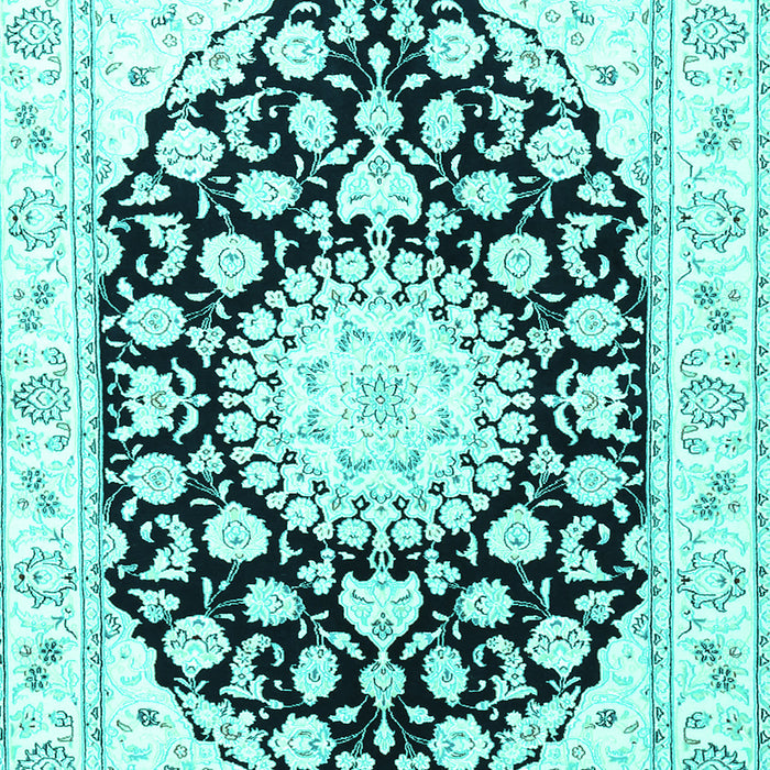 Medallion Turquoise Traditional Rug, tr1588turq