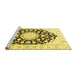 Sideview of Machine Washable Medallion Yellow Traditional Rug, wshtr1588yw