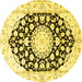 Round Medallion Yellow Traditional Rug, tr1588yw