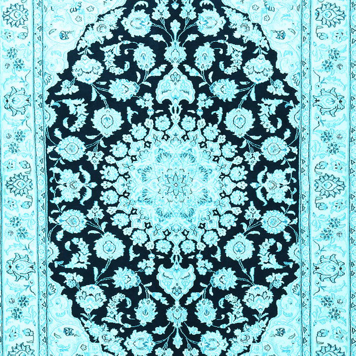 Medallion Light Blue Traditional Rug, tr1588lblu