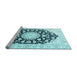 Sideview of Machine Washable Medallion Light Blue Traditional Rug, wshtr1588lblu