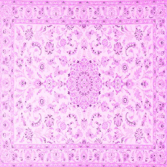Square Machine Washable Medallion Pink Traditional Rug, wshtr1589pnk