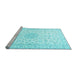 Sideview of Machine Washable Medallion Light Blue Traditional Rug, wshtr1589lblu