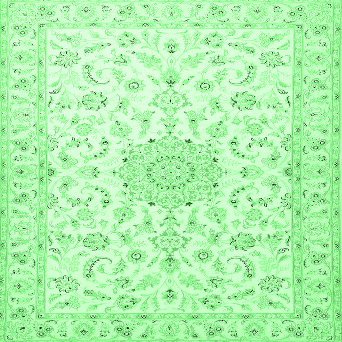 Square Medallion Emerald Green Traditional Rug, tr1589emgrn