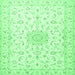 Square Medallion Emerald Green Traditional Rug, tr1589emgrn