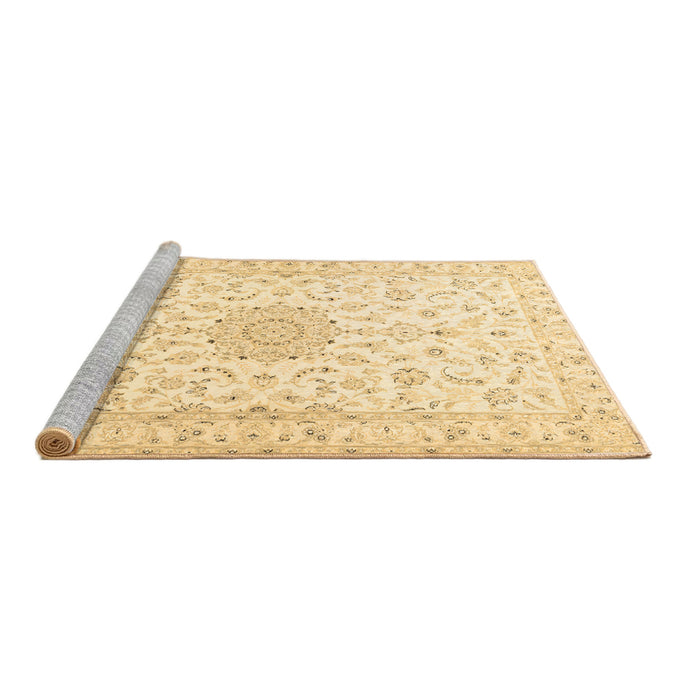 Sideview of Machine Washable Medallion Brown Traditional Rug, wshtr1589brn