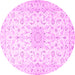 Round Medallion Pink Traditional Rug, tr1589pnk