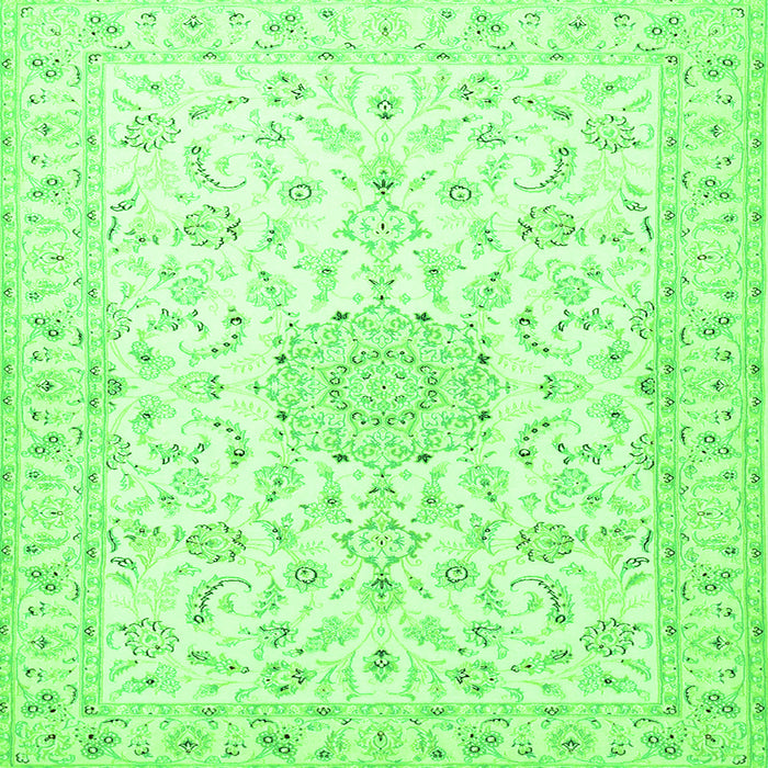 Round Machine Washable Medallion Green Traditional Area Rugs, wshtr1589grn