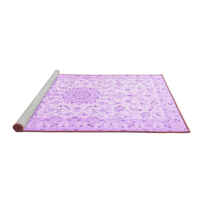 Sideview of Machine Washable Medallion Purple Traditional Area Rugs, wshtr1589pur