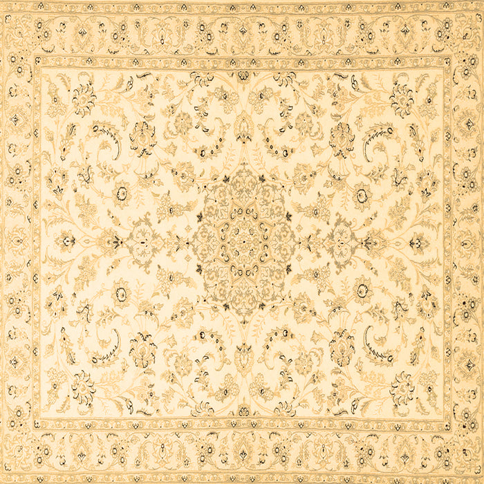 Square Machine Washable Medallion Brown Traditional Rug, wshtr1589brn