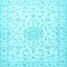 Square Medallion Light Blue Traditional Rug, tr1589lblu