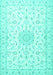 Machine Washable Medallion Turquoise Traditional Area Rugs, wshtr1589turq