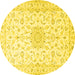 Round Medallion Yellow Traditional Rug, tr1589yw