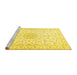 Sideview of Machine Washable Medallion Yellow Traditional Rug, wshtr1589yw