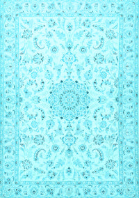 Medallion Light Blue Traditional Rug, tr1589lblu