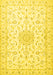 Machine Washable Medallion Yellow Traditional Rug, wshtr1589yw