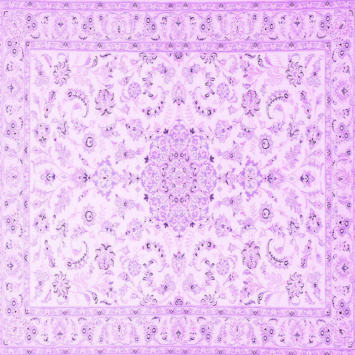 Square Machine Washable Medallion Purple Traditional Area Rugs, wshtr1589pur