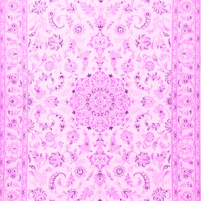 Machine Washable Medallion Pink Traditional Rug, wshtr1589pnk