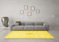 Machine Washable Medallion Yellow Traditional Rug, wshtr1589yw