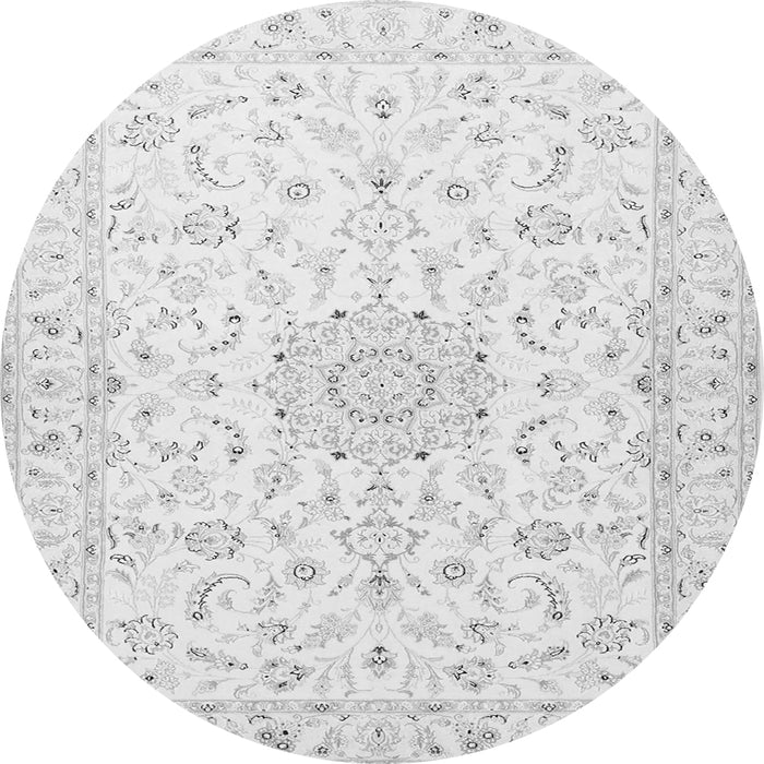 Machine Washable Medallion Gray Traditional Rug, wshtr1589gry