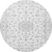 Machine Washable Medallion Gray Traditional Rug, wshtr1589gry