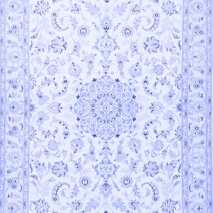 Machine Washable Medallion Blue Traditional Rug, wshtr1589blu
