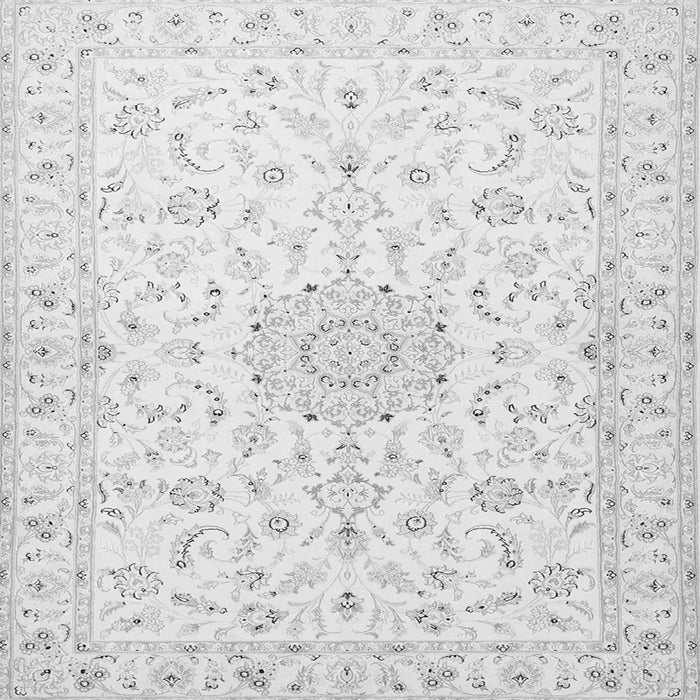 Round Machine Washable Medallion Gray Traditional Rug, wshtr1589gry