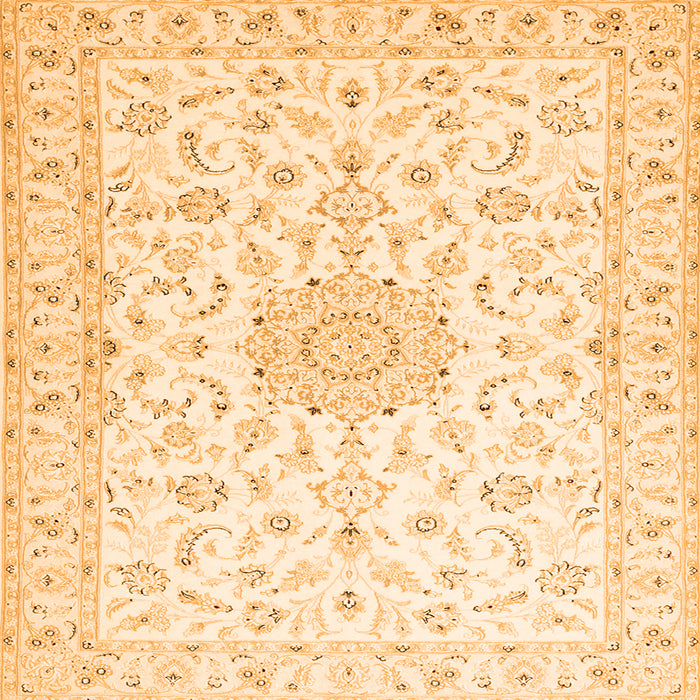 Round Machine Washable Medallion Orange Traditional Area Rugs, wshtr1589org