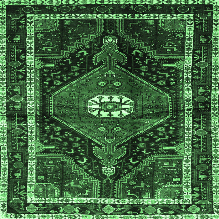 Square Machine Washable Persian Emerald Green Traditional Area Rugs, wshtr158emgrn
