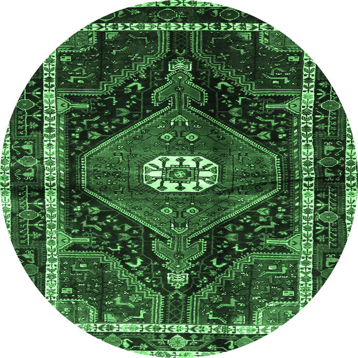 Round Persian Emerald Green Traditional Rug, tr158emgrn