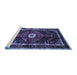 Sideview of Machine Washable Persian Blue Traditional Rug, wshtr158blu