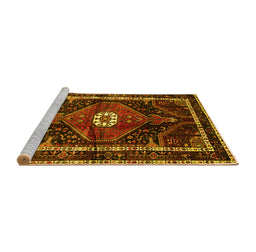 Sideview of Machine Washable Persian Yellow Traditional Rug, wshtr158yw