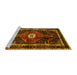 Sideview of Machine Washable Persian Yellow Traditional Rug, wshtr158yw