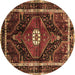 Round Machine Washable Persian Brown Traditional Rug, wshtr158brn