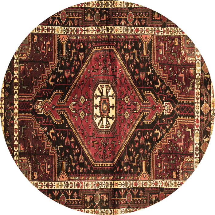 Round Persian Brown Traditional Rug, tr158brn