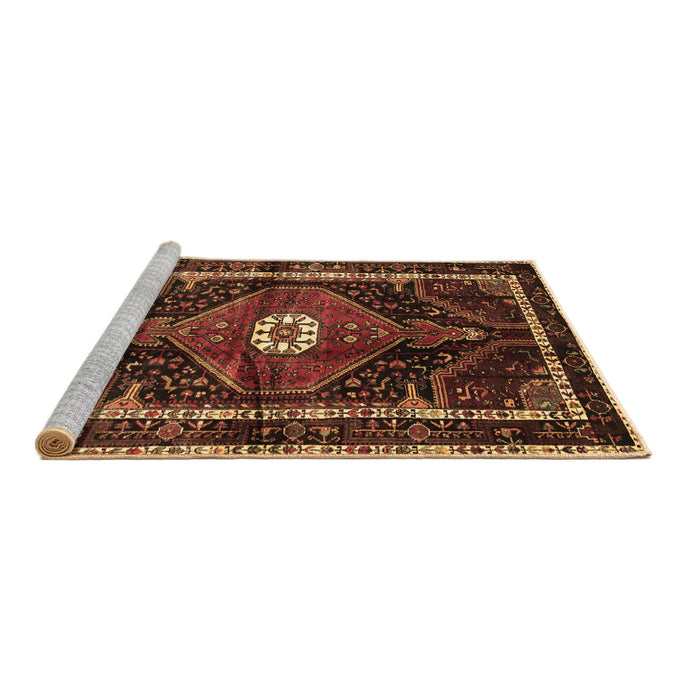 Sideview of Machine Washable Persian Brown Traditional Rug, wshtr158brn