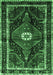 Machine Washable Persian Emerald Green Traditional Area Rugs, wshtr158emgrn