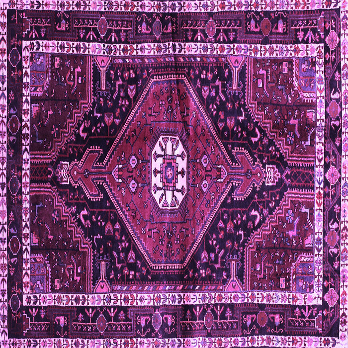Square Machine Washable Persian Purple Traditional Area Rugs, wshtr158pur