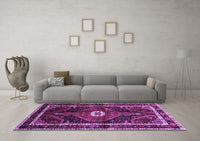 Machine Washable Persian Purple Traditional Rug, wshtr158pur