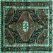 Square Machine Washable Persian Turquoise Traditional Area Rugs, wshtr158turq