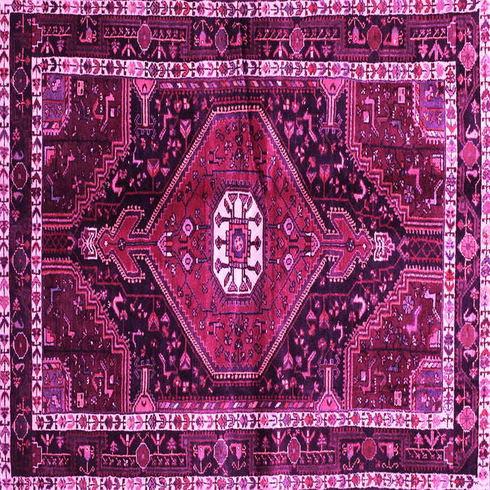 Square Machine Washable Persian Pink Traditional Rug, wshtr158pnk