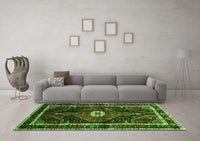 Machine Washable Persian Green Traditional Rug, wshtr158grn