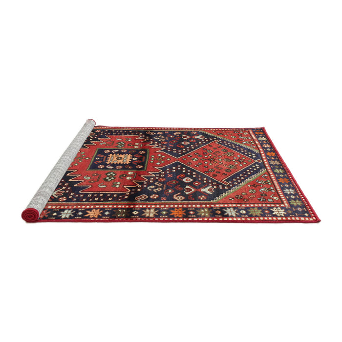 Sideview of Machine Washable Traditional Tomato Red Rug, wshtr159
