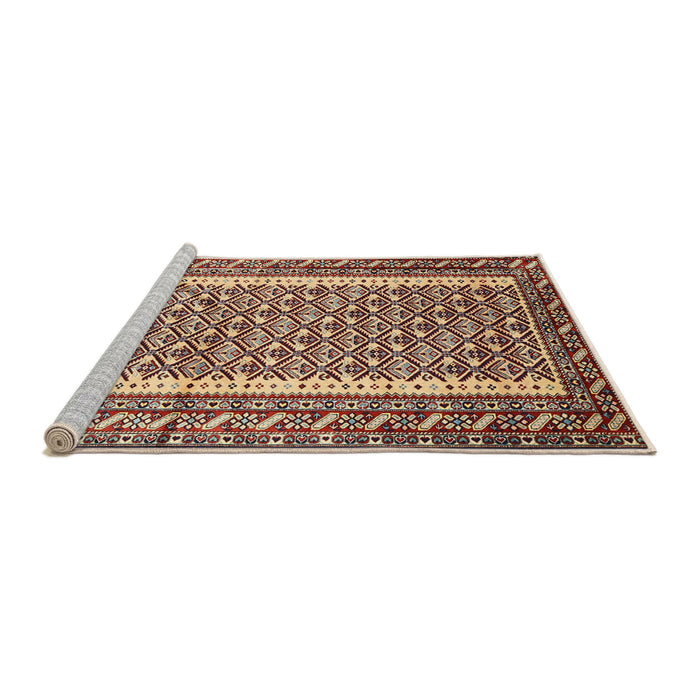Sideview of Machine Washable Traditional Saffron Red Rug, wshtr1590