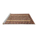 Sideview of Machine Washable Traditional Saffron Red Rug, wshtr1590